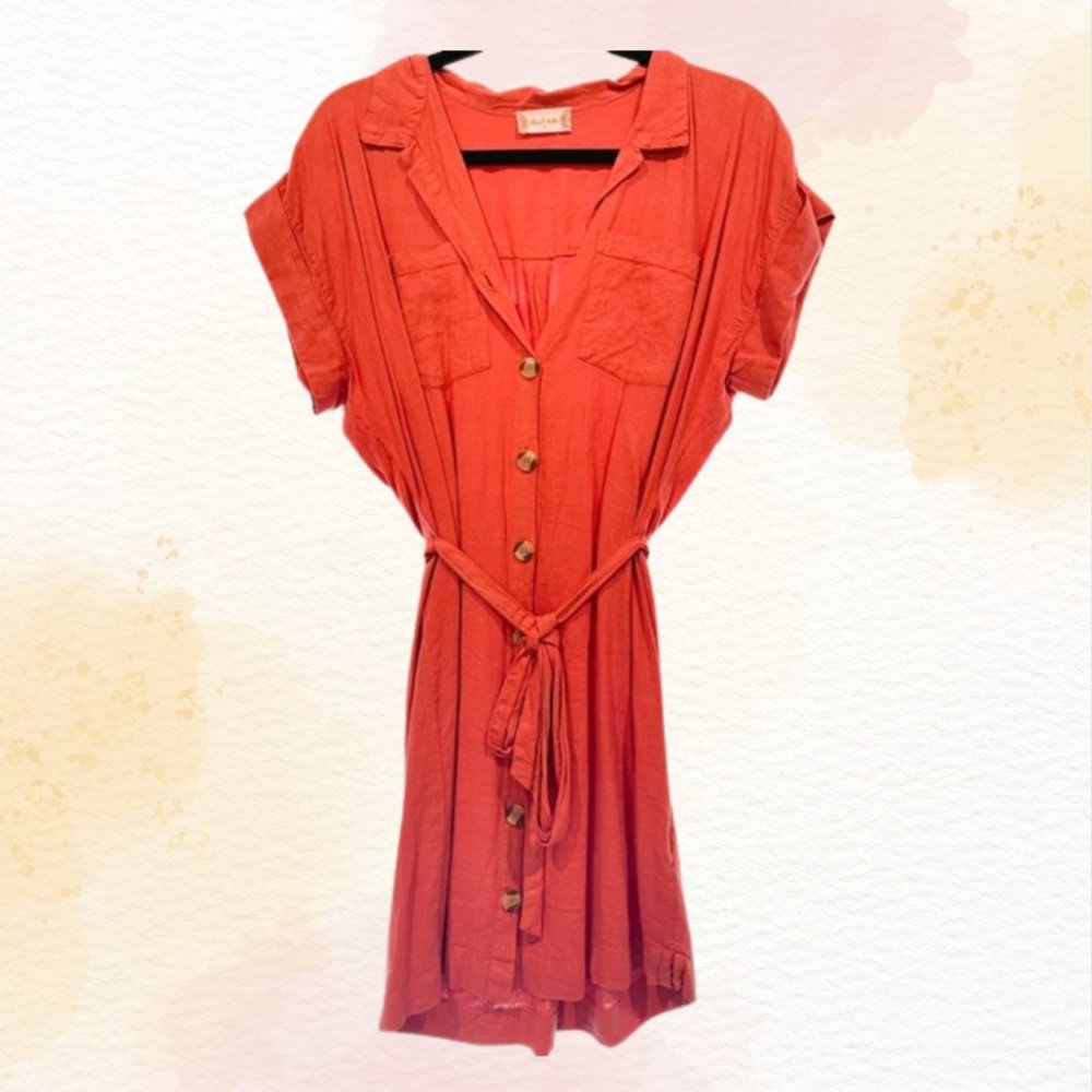 Altar’d State Burnt Orange Button-Up Dress | Small